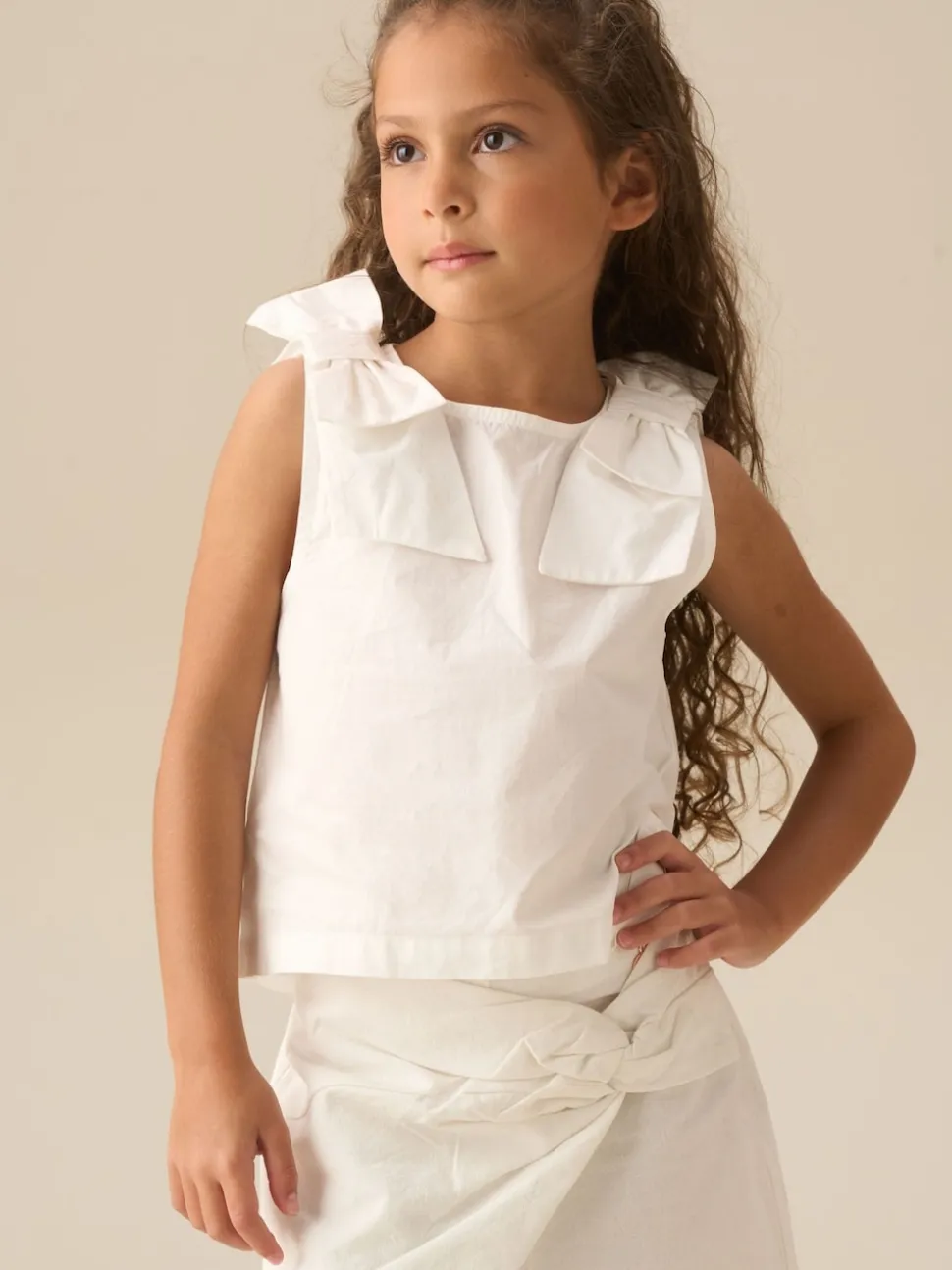 Angel & Rocket White Laurel Bow Detail Vest