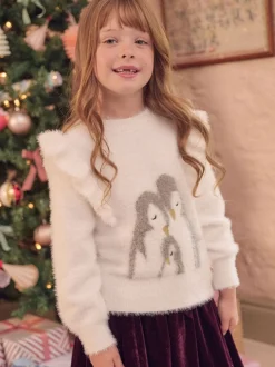 Angel & Rocket White Penguin Knitted Jumper