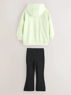 Baker by Ted Baker 2 Piece Lime Green Boxy Flock Print Hoodie and Flare Set