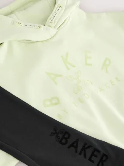 Baker by Ted Baker 2 Piece Lime Green Boxy Flock Print Hoodie and Flare Set