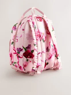 Baker by Ted Baker Girls Pink Back to School Floral Print Bow Backpack