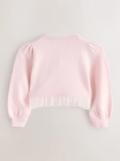 Baker by Ted Baker Knitted Mesh Ruffle Hem Cardigan