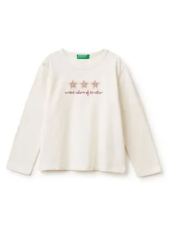 Benetton Long Sleeve Sequin Print Pink T-Shirt