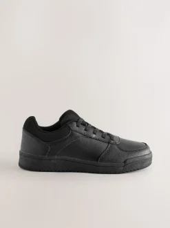 Black Leather Lace Up School Shoes