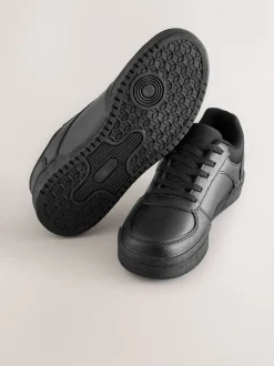Black Leather Lace Up School Shoes