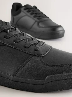Black Leather Lace Up School Shoes