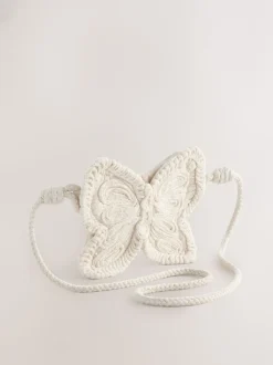 Cream Cross-Body Novelty Butterfly 100% Cotton Bag
