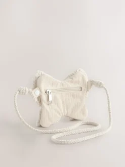 Cream Cross-Body Novelty Butterfly 100% Cotton Bag