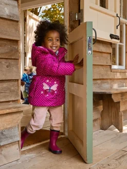 JoJo Maman Bébé Berry Butterfly Fleece Lined Puffer Coat