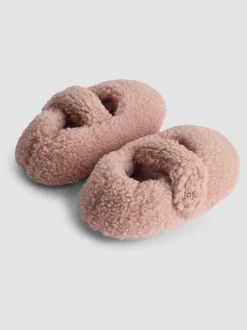 JoJo Maman Bébé Pink Velvet Bow Ballet Pump Slippers