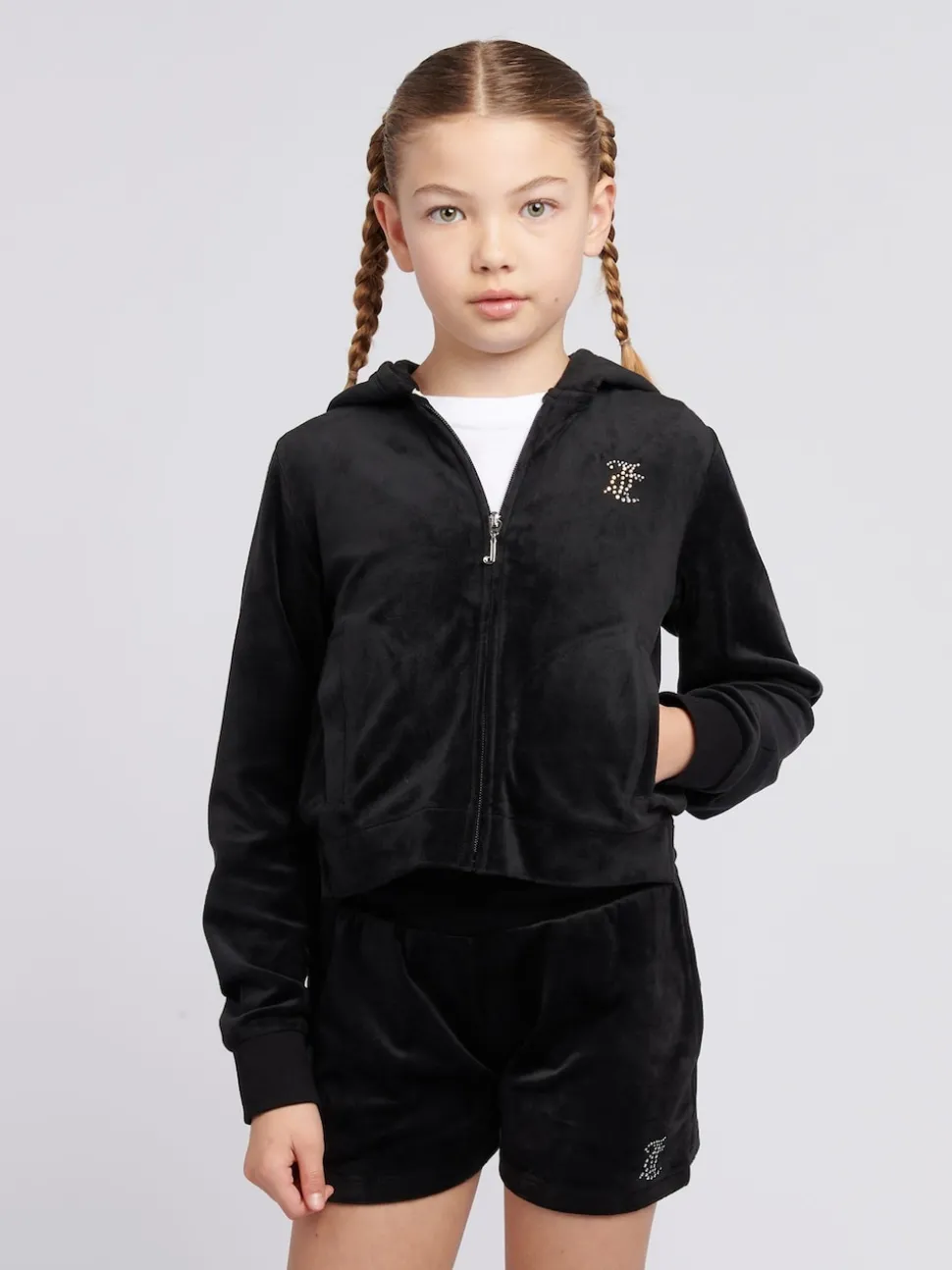 Juicy Couture Black Arch Zip Thru Diamante Hoodie