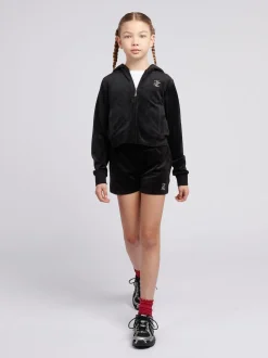 Juicy Couture Black Arch Zip Thru Diamante Hoodie