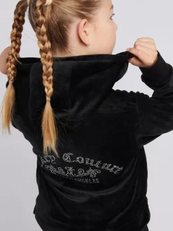 Juicy Couture Black Arch Zip Thru Diamante Hoodie