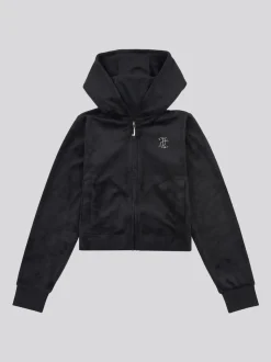 Juicy Couture Black Arch Zip Thru Diamante Hoodie