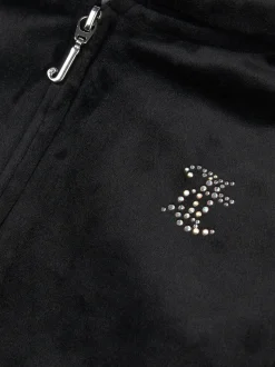 Juicy Couture Black Arch Zip Thru Diamante Hoodie