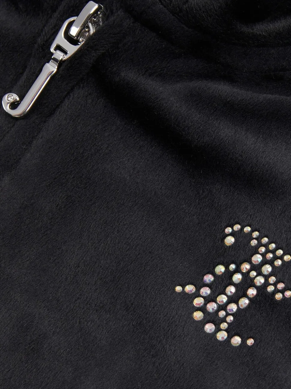 Juicy Couture Black Diamante Zip Thru Hoodie & Bootcut Joggers Set