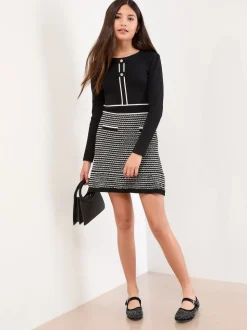 Lipsy Black 2-In-1 Boucle Knit Dress (5-16yrs)