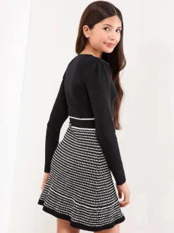 Lipsy Black 2-In-1 Boucle Knit Dress (5-16yrs)