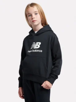 New Balance Black Brush Back Stacked Logo Hoodie