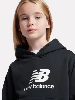New Balance Black Brush Back Stacked Logo Hoodie