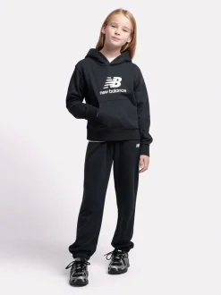New Balance Black Brush Back Stacked Logo Hoodie