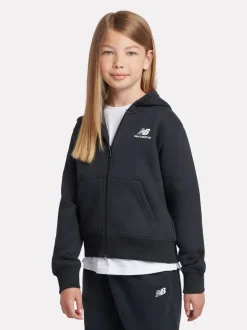 New Balance Black Brush Back Graphic Print Zip Hoodie