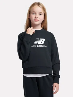 New Balance Black French Terry Stacked Logo Crew Sweatshirt