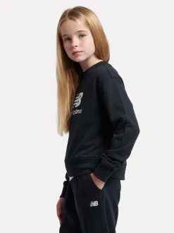 New Balance Black French Terry Stacked Logo Crew Sweatshirt