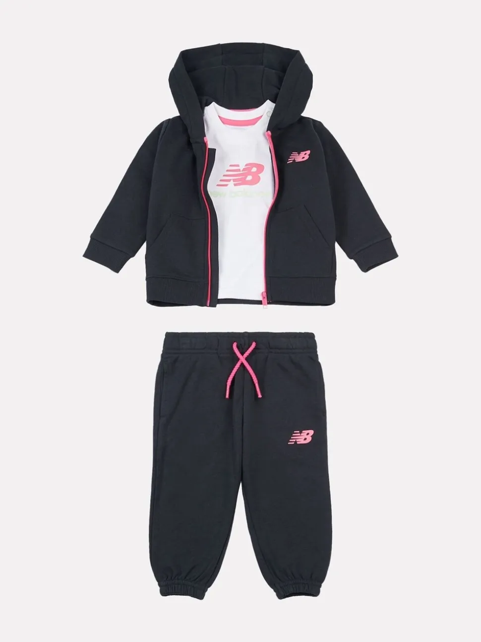 New Balance Black Full Zip Hoodie Cotton Short & T-Shirt Set