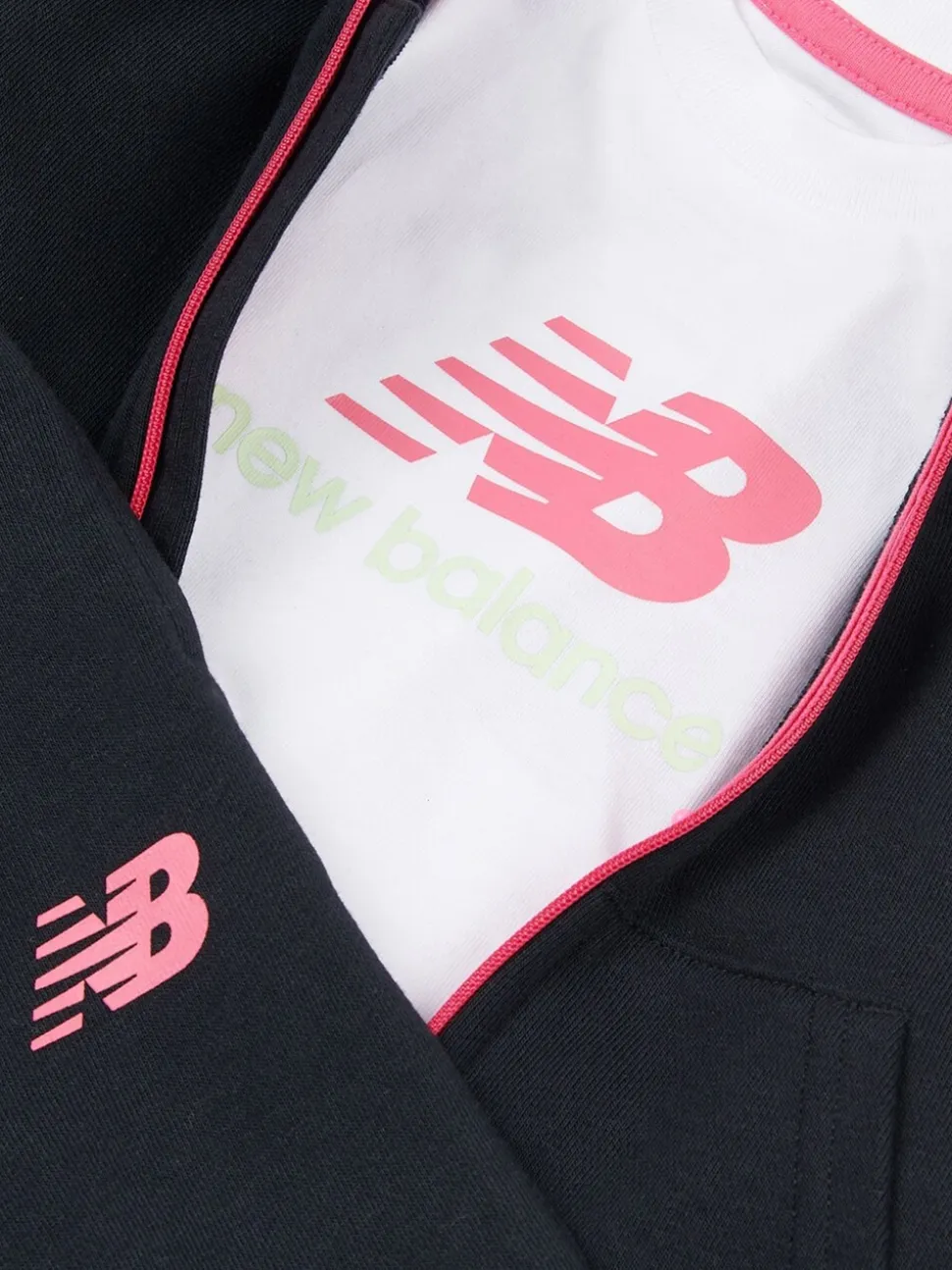 New Balance Black Full Zip Hoodie Cotton Short & T-Shirt Set