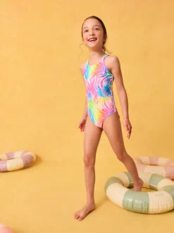 Rainbow Zebra Double Strap Swimsuit (3-16yrs)