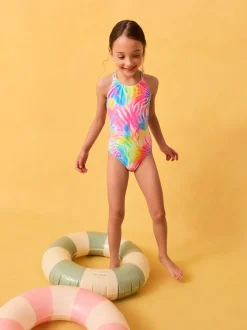 Rainbow Zebra Double Strap Swimsuit (3-16yrs)