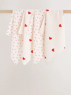Red Hearts Baby Muslins Cloths 4 Pack