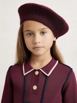 Reiss Berry Beatrice 9-12 yrs Wool Blend Rib Knit Beret With Cashmere