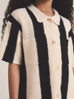 Reiss Black Clive 13-14 yrs Reiss | Les 100 Ciels Stripe Knit Shirt