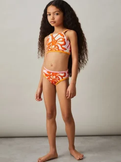 Reiss Pink Print Phoebe 9-13 yrs Floral-Print Bikini Top