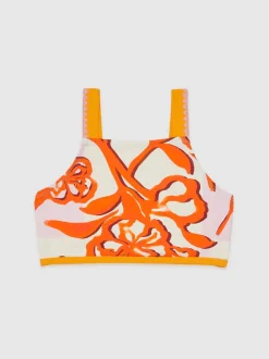 Reiss Pink Print Phoebe 9-13 yrs Floral-Print Bikini Top