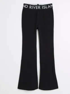River Island Black Deep Waistband Kickflare Leggings