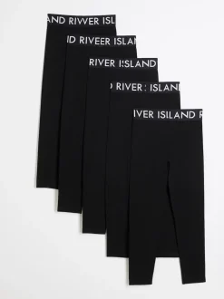River Island Black Deep Waistband Leggings 5 Pack
