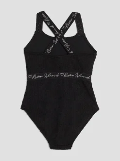 River Island Black Elastic Textured Swimsuit