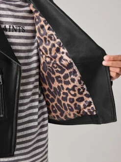 smALLSAINTS Black Belfern 100% Genuine Leather Jacket