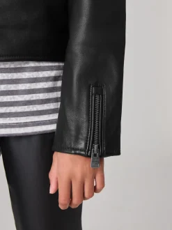 smALLSAINTS Black Belfern 100% Genuine Leather Jacket