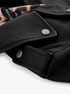 smALLSAINTS Black Belfern 100% Genuine Leather Jacket