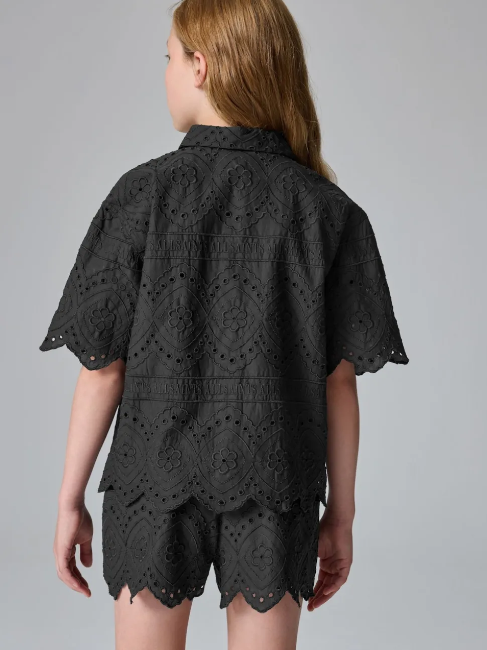 smALLSAINTS Black Cotton Broderie Shirt and Shorts Set