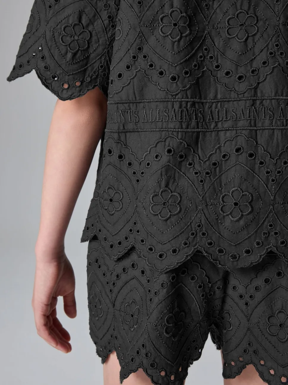 smALLSAINTS Black Cotton Broderie Shirt and Shorts Set