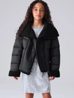 smALLSAINTS Black Padded Aviator Jacket