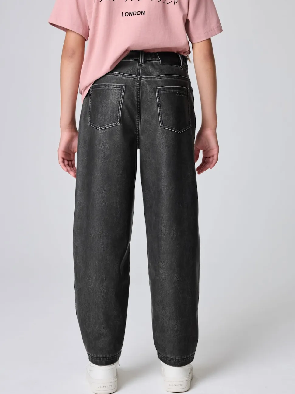smALLSAINTS Black PU Barrel Leg Jeans