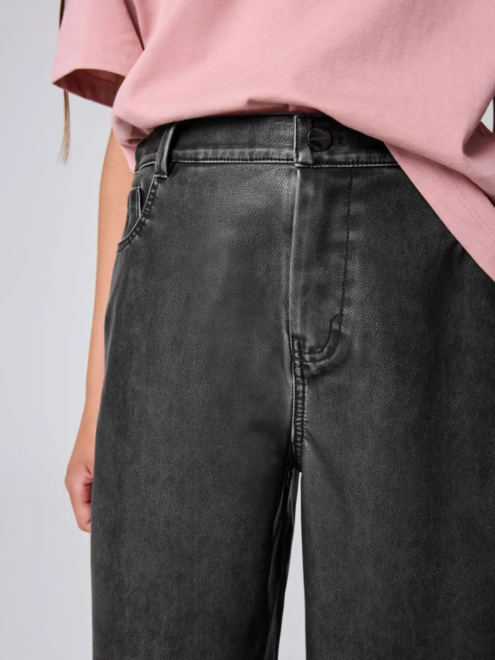 smALLSAINTS Black PU Barrel Leg Jeans