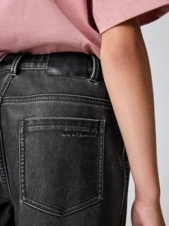 smALLSAINTS Black PU Barrel Leg Jeans