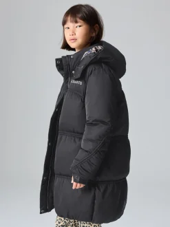smALLSAINTS Black Ruched Longline Padded Coat